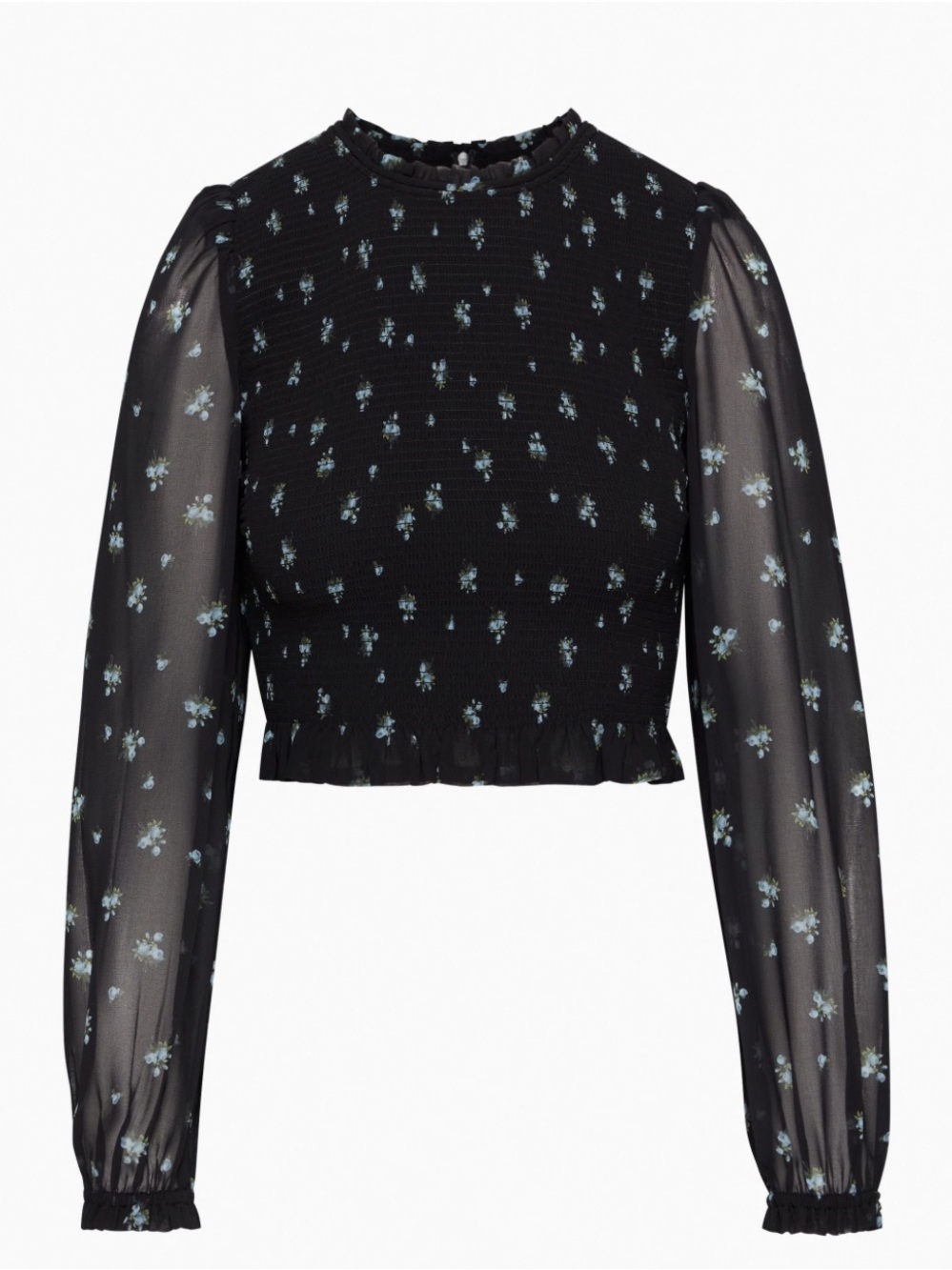 Wilfred Tempest Blouse / Large / Black / Forget Me Not Smocked Chiffon Aritzia